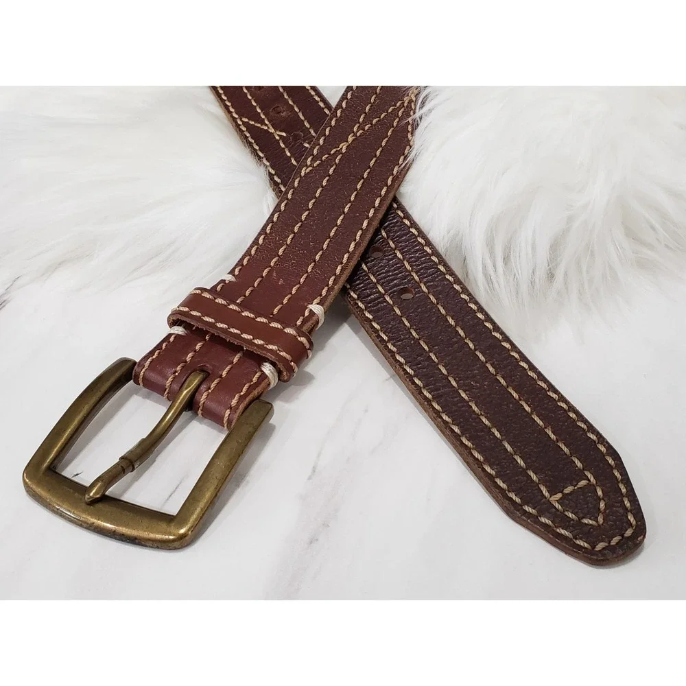 Lucky Brand Leather Stitched Belt 40 Men's 2.5